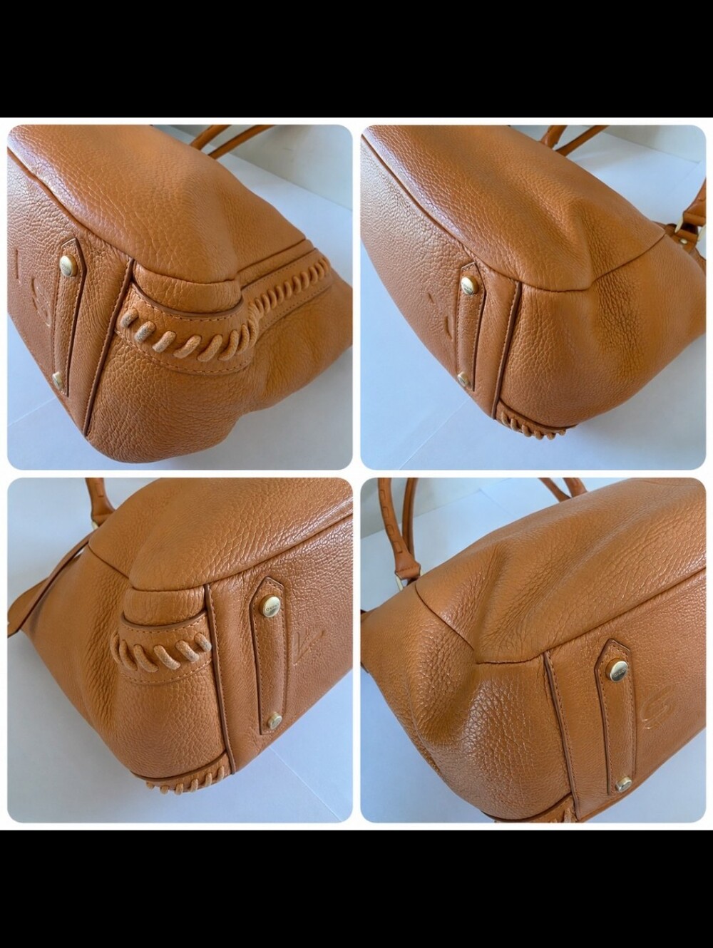 Lodis Texas Leather Sutton Tote Nectarine Woven Stitch Shoulder Bag - Picture 12 of 12